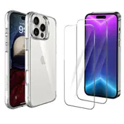 iCoverLover For iPhone 16 Pro Case + 2X Glass Screen Protector Clear