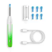 Wireless Ear Wax Removal Visual Ear Pick 6 LED Endoscope Otoscope with One-Piece Ear Scoops -Green