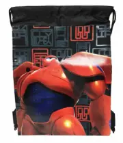 Disney Big Hero 6 Drawstring Theme Park Tote Bag School Backpack Gym Bag (BK)