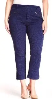 NYDJ Cadet Blue Print Pattern Angelina Crop Leggings Ankle Pants Plus 14W L80202