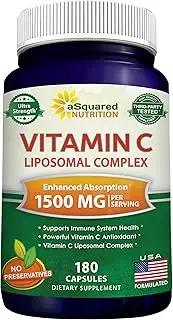 Liposomal Vitamin C - 1200mg Supplement - 180 Capsules - High Absorption VIT C Ascorbic Acid Pills - Liposome Encapsulated - Supports Immune System & Collagen Health - Non-GMO - 90 Servings