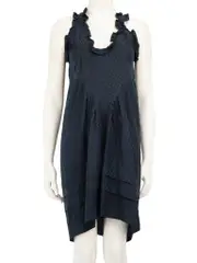 Navy Silk Polkadot Pattern Dress