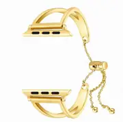 Letter V Shape Bracelet Metal Wrist Watch Band with Stainless Steel Buckle for Apple Watch Series 3 & 2 & 1 42mm (Gold)