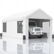 VEVOR Carport, 10x20ft Heavy Duty Car Canopy, Portable Garage with Roll-up Ventilated Windows & Removable Sidewalls, UV Resistant Waterproof All-Seaso