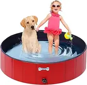 V-HANVER Dog Pool Pets Bathing Tub Plastic Wading Kiddie Pool for Medium and Large Dogs Kids - Portable Foldable Collapsible, 47 X 12 inch