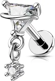 [OUFER] Heart Planet Helix Piercing Jewelry, 16G Internally Threaded Flat Back Piercings Helix Cartilage Tragus Conch Piercing Jewelry