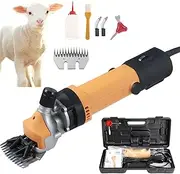 Electric Sheep Shearing Clippers, 690W Farm Sheep Wool Shearing Clipper with 9/13 Tooth Stainless Steel Blade, 6 Speed Adjustable, Livestock Sheep Shears for Thick Coat Animal Yellow 13 Teeth
