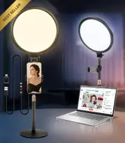 10.5" Desk Ring Light w/ Stand Phone Holder for Zoom Video