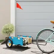 Bike Trailer Blue Oxford Fabric and Iron-Bike Trailer Cargo in Steel Frame,Extra Bicycle Storage Carrier with Hitch