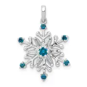 14k White Gold 1/4ct. Blue and White Real Diamond Snowflake Pendant
