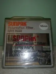 55MM TWIN PAK (SUNPAK BRAND) FILTER NEW! CIRCULAR POLARIZER & UV HAZE