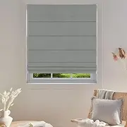 TINFONBLY Blackout Custom Roman Shades for Windows, Thermal Insulated Sunlight Blocking Window Blinds for Home Office, Privacy French Door Shade, 25" W x 76" H Stone Grey, Easy Install