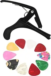 Kisangel Guitar Capo and Pick Set Electric Acoustic Guitar Accessory Piece Set Clamp Capo for Material Random