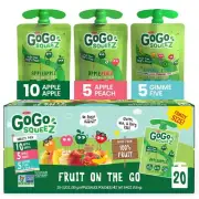GoGo squeeZ Applesauce Pouches, Apple Apple, Apple Peach, Gimme Five, 20 Pack