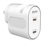 EFM 35W GaN Dual Type-C Socket/Port Wall Charger AU/NZ Plug w/ PD/PPS White