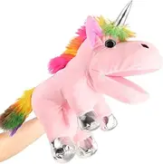 Animal Hand Puppets 12 Inch Unicorn Plush Dinosaur Animals Hand Puppet Toys Role-Play Toy Puppets for Kids Storytelling Imaginative Pretend Play Teaching Preschool(Pink Unicorn)