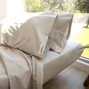 Wholly Grail Organic Percale Cotton Sheet Set Double Stone