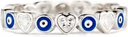 [STORYJEWELLERY] Silver Plated Cubic Zirconia Evil Eye Rings for Women, Silver Cubic Zirconia Heart and Evil Eye Ring, Blue Eye Ring Band, Lucky Protection Jewelry, Gifts for Women