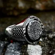 Fashion Stainless Steel Cool Man Style Vintage Biker Titanium Tree of Life Ring