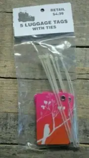 5-Pack Luggage Tags with Zip Ties – Carry-On Size, Bird on Tree Branch Design