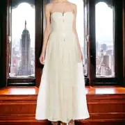 NWT Betsey Johnson Lined Zip Front Ruched Sequin Wedding Formal Prom Dress Sz 14