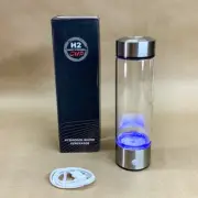 H2 Smart Hydrogen Water Generator Cup Ionizer 14oz Glass Rechargeable Silver New