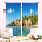 A Pristine Island In Sea 3D Blockout Photo Print Curtain Fabric Curtains Window