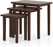 Giantex Nesting Tables Set of 3, Farmhouse Stacking Side Tables with Rubber Legs, Wooden Rectangle Accent End Tables, Nesting Coffee Tables for Living Room Bedroom, Walnut