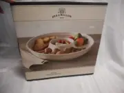 Bee & Willow Ceramic BRISTOL Chip & Dip Serving Party Platter Vegetable Tray NIB