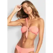 Seafolly Active Ring Front Bandeau Bikini Top Peach Size 4