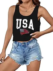 [SODSHY] Women's Plus Size Tops USA Shirt Memorial Day Red White and Blue Patriotic Shirts American Flag Graphic Tank Tops, S3-black-1, XX-Large