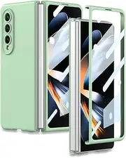 [JOJOBE] Liquid Silicone Phone case for Samsung Galaxy Z fold 4 5G Case, Screen Portector Cover for Samsung Galaxy z fold 4 case Skin-Friendly Soft Inner Velvet Cover with Tempered Film Glass Green