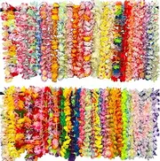 Yzoe Gzroe 100 Counts Hawaiian Leis - Silk Flower Necklace Leis for Luau Theme Party Decorations & Favors - Multicolour, No Gemstone