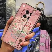 Phone Case Compatible with Oppo Find X8s, Phone Holder Wrist Strap Anti-dust Waterproof Fashion Design Shockproof Kickstand Silicone Lanyard