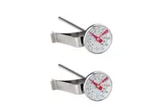 2x Cuisena Stainless Steel 27mm Dial Round Milk Thermometer Probe w Clip Silver