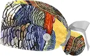 [WOSHJIUK] Working Hat 2 Pack Scrub Caps for Women,give Thanks Turkey Pumpkin,Tie Back Cap Adjustable Scrub Hat