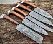 HAND FORGED DAMASCUS STEEL CHEF KNIFE Set Kitchen Knives Set