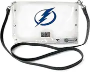 Littlearth womens NHL Tampa Bay Lightning Clear Envelope Purse with Black Fashion Strap, Clear, 10" x 6.5" x 0.5"