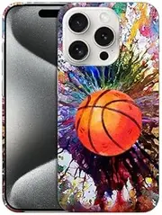 GlamCase for iPhone 15 Pro Case, iPhone 15 Pro Designer Case - Vintage Color Basketball Design Printed Cute Plastic Hard Snap on Protective Back Phone Case/Cover for iPhone 15 PRO only.
