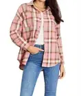 Double Take timeless plaid shirt in Peach