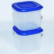 [Tupperware] Set of 2 Clear Mates 200 ml Mini Small Square Fridge Containers Blue
