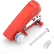 1Set Red Sewing Machine,Handheld Sewing Machine Mini Portable Stitch Manual Sewi