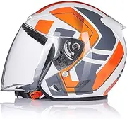 Vintage Style Open Face Helmet, 3/4 Adult Retro Motorcycle Half Helmet with Sun Visor Men Women Summer Scooter Light Moped Helmet ATV Street Helmet DOT Certified