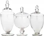 Home Essentials & beyond Apothecary Jars with Lids Set of 3 Candy Jars for Cand