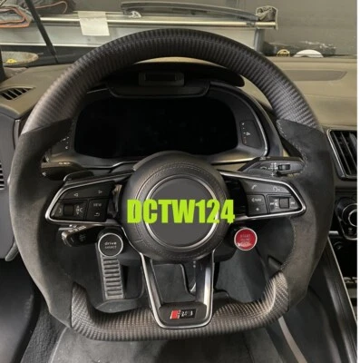 Matte carbon steering wheel Audi New R8 4S TT 17~ Alcantara Gray stitching Type2