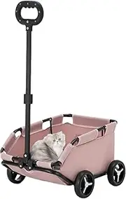 Small Pet Stroller - Portable Wheeled Dog Cart, Lightweight Folding Pet Cart | Compact Breathable Puppy Chair Foldable and Pushs