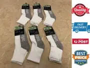 6 Pairs Quality Mens Bamboo Sports Socks Running Tennis Crew White Grey,AU Stock