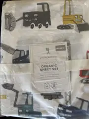 Pottery Barn Kids Jax Construction Queen Sheet Set 4 Pcs New In Package