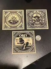 3 Vintage Obey Shepard Fairey Album Cover Stickers Lot Twist Barry McGee Saber