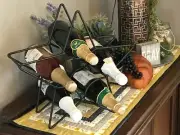 Wrought Iron Table Top Wine Rack 5 Bottle - Amish Handmade